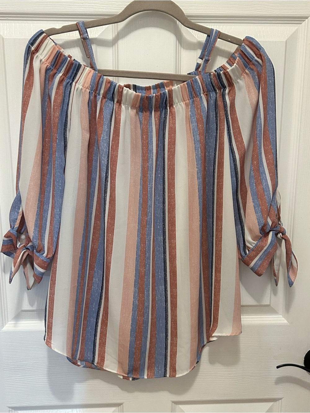 A. Byer Striped Off-Shoulder Women's Top Size M